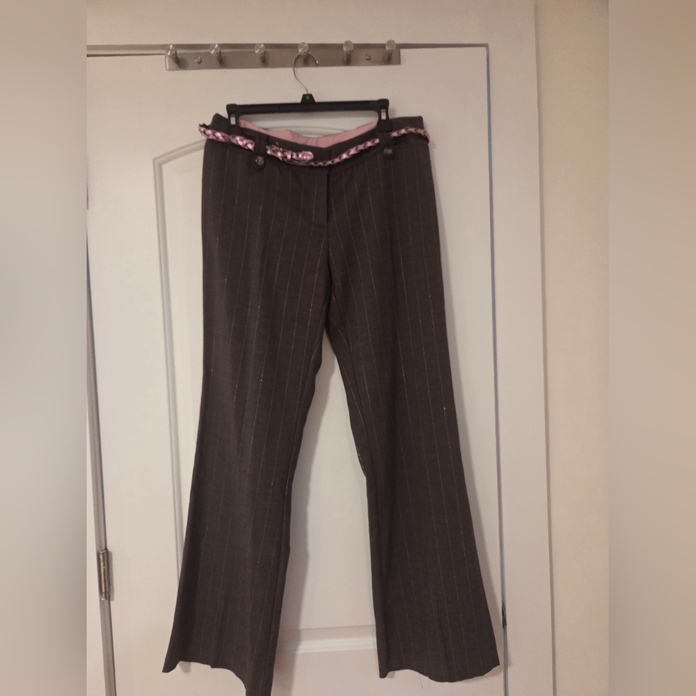 Y2k Early 2000's No Boundaries  Brown Pinkstripe Low Rise Dress Pants Size 13